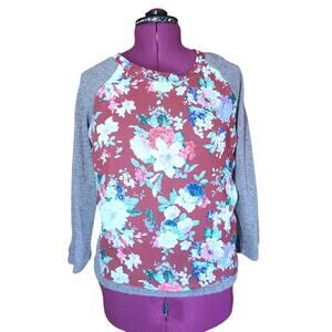 Miracle City Sweater Floral Front Back Size M/L Cotton Cashmere Blend Made USA